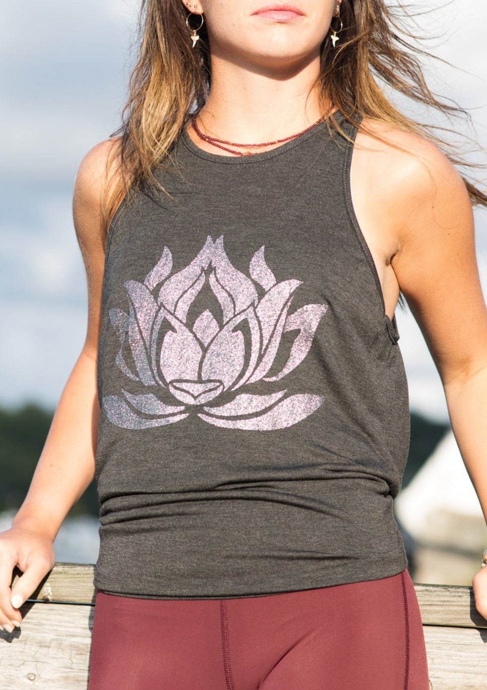 Sparkle LOTUS Anthracite Camille Tie-Back Tank - Haven Collective