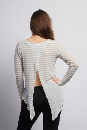Natural Grey Stripe Camille Long Sleeve - Haven Collective