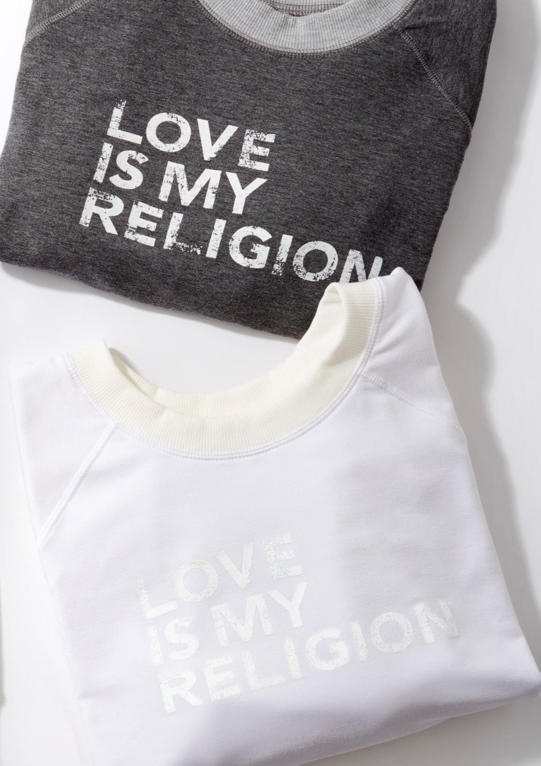 LOVE IS .... EGG SHELL on WHITE Sweatshirt