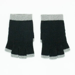 BLACK Unisex Italian Cashmere Gloves WITH CONTRAST COLOR EDGE
