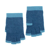 DENIM BLUE Unisex Italian Cashmere Gloves WITH CONTRAST COLOR EDGE