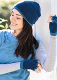DENIM BLUE Unisex Italian Cashmere Hat WITH CONTRAST COLOR EDGE