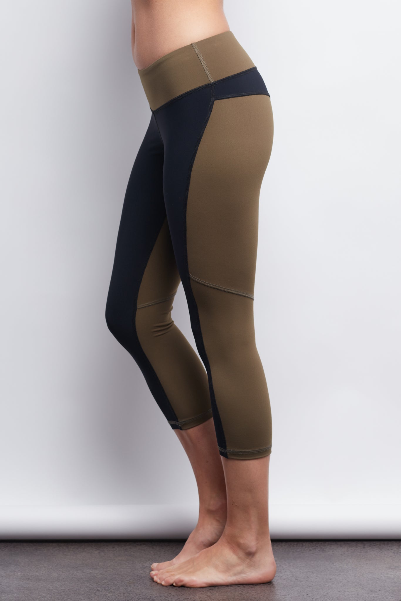 Army/Black Two-Tone Crop Legging - Haven Collective