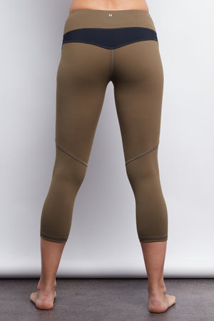 Army/Black Two-Tone Crop Legging - Haven Collective