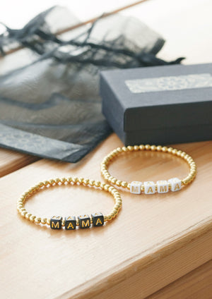 14k Gold Beaded MAMA Bracelet