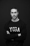 MEN'S YOGA SWEATSHIRT WHITE ON BLACK - Haven Collective