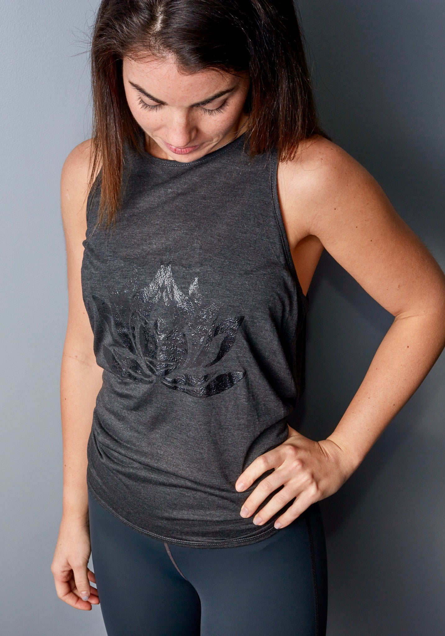 Black LOTUS Anthracite Camille Tie-Back Tank - Haven Collective