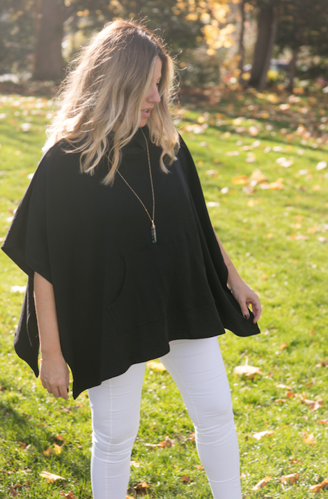 GROVE BLACK PONCHO  French Terry
