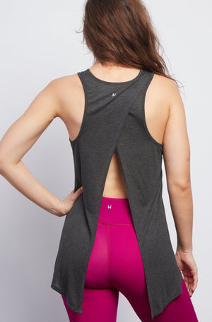 Black LOTUS Anthracite Camille Tie-Back Tank - Haven Collective