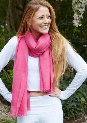 CAMELIA PINK 100% Cashmere Pashmina Wrap