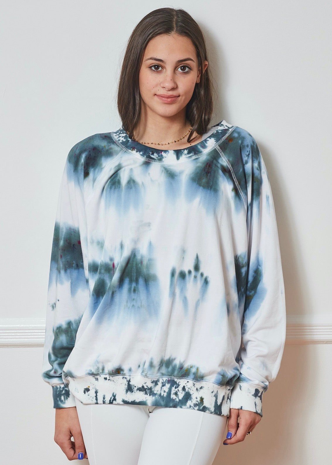 Forever OVER-DYE NAVY/WHITE Sweatshirt