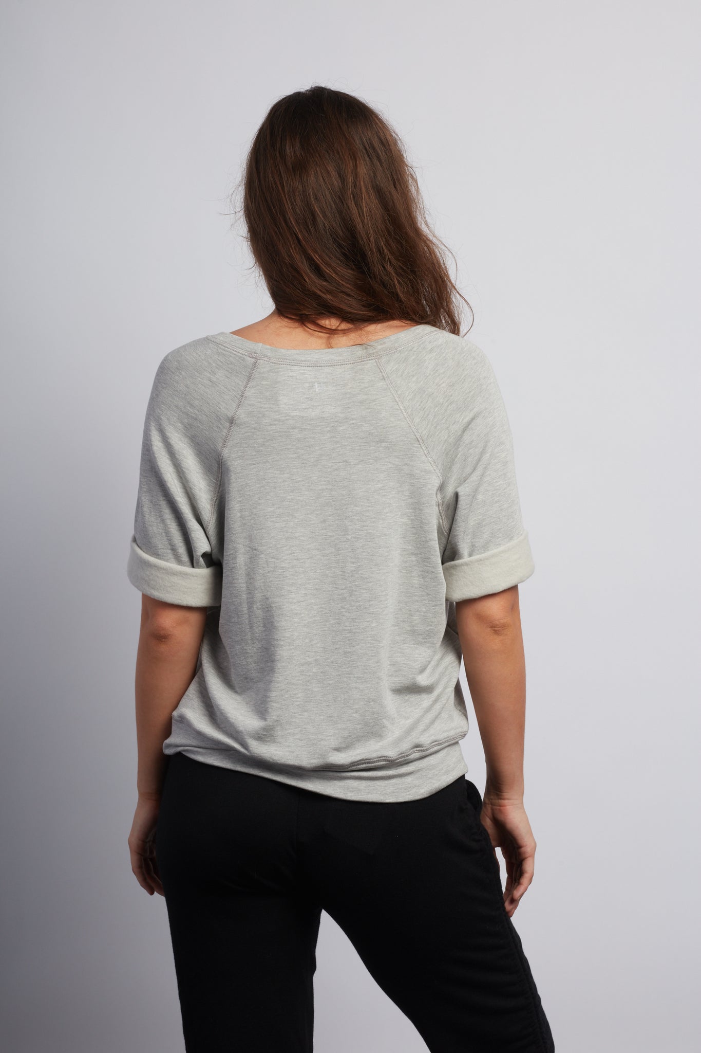 LOTUS Heather Grey Boyfriend Short Sleeve Sweatshirt - Haven Collective