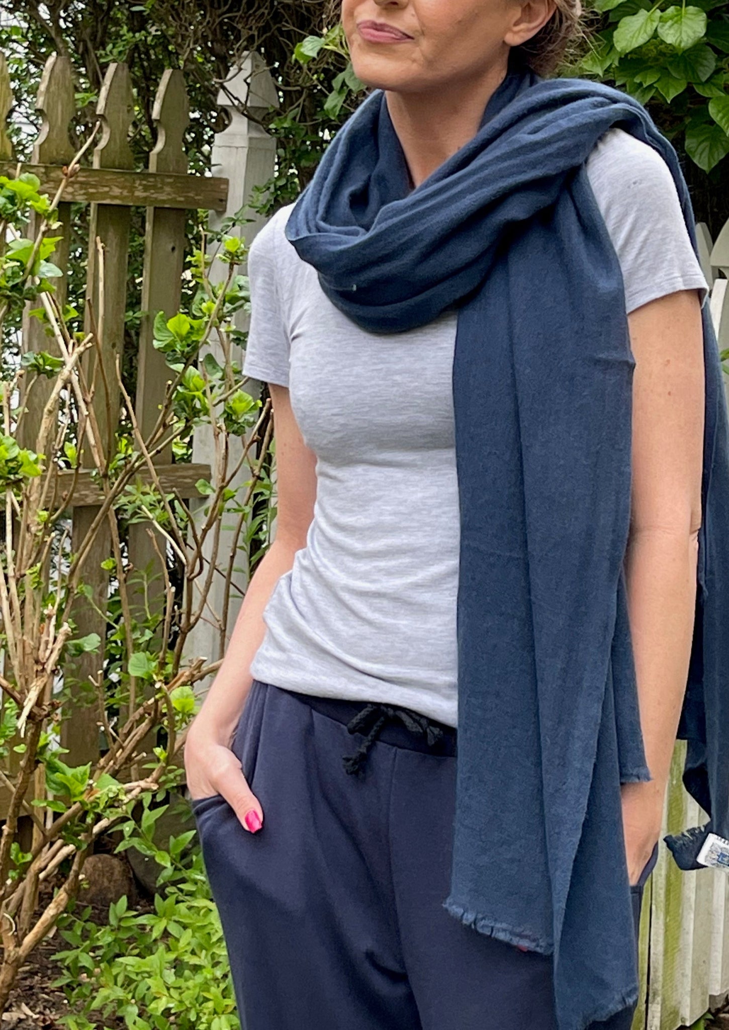 DARK DENIM 100% Cashmere Pashmina Wrap