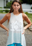 WHITE LOTUS  Natural Grey Stripe Camille Tie-Back Tank - Haven Collective