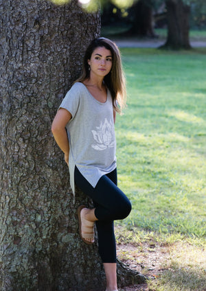 White Lotus Heather Grey Boxy Tee - Haven Collective
