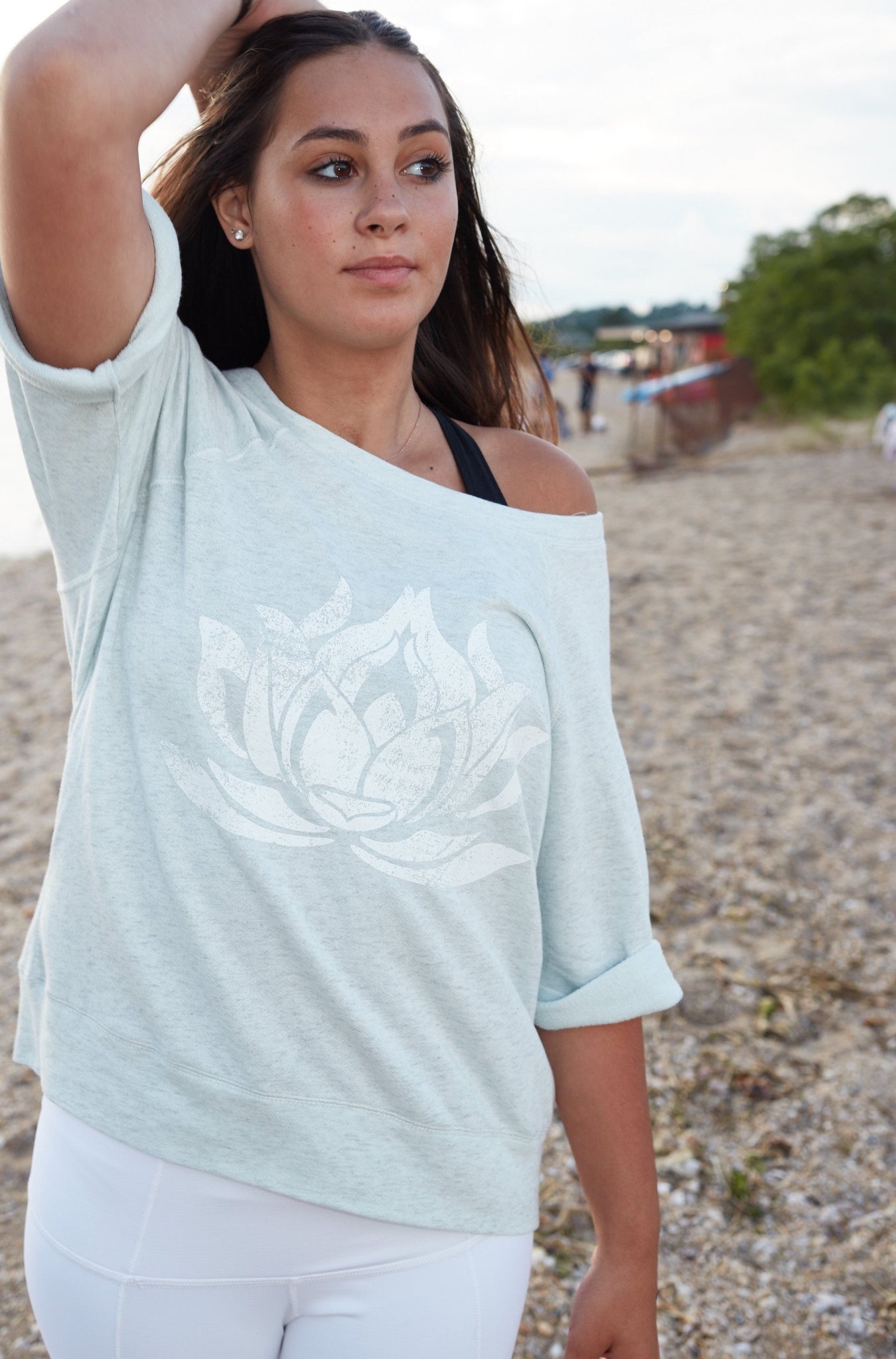 LOTUS Mint Heather Boyfriend Short Sleeve Sweatshirt - Haven Collective
