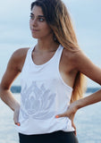 Sparkle LOTUS White Racerback Tank - Haven Collective
