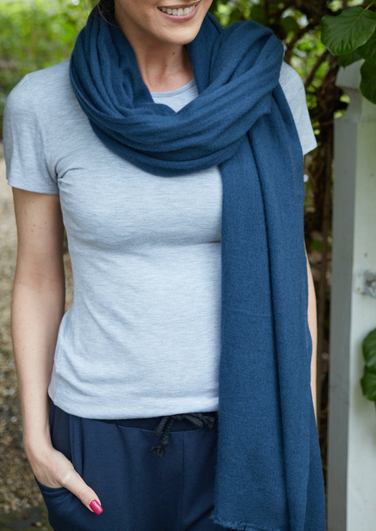 DARK DENIM 100% Cashmere Pashmina Wrap
