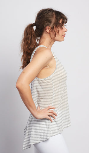 WHITE LOTUS  Natural Grey Stripe Camille Tie-Back Tank - Haven Collective