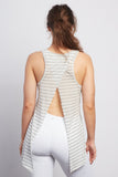 PINK LOTUS  Natural Grey Stripe Camille Tie-Back Tank - Haven Collective