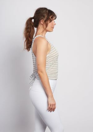 Natural Grey Stripe Camille Tie-Back Tank - Haven Collective