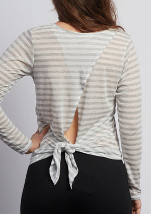 WHITE LOTUS  Natural Grey Stripe Camille Long Sleeve - Haven Collective