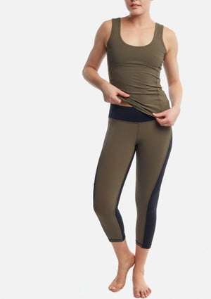 Moss/Black Two-Tone Crop Legging - Haven Collective