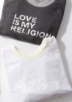 LOVE IS .... EGG SHELL on WHITE Sweatshirt