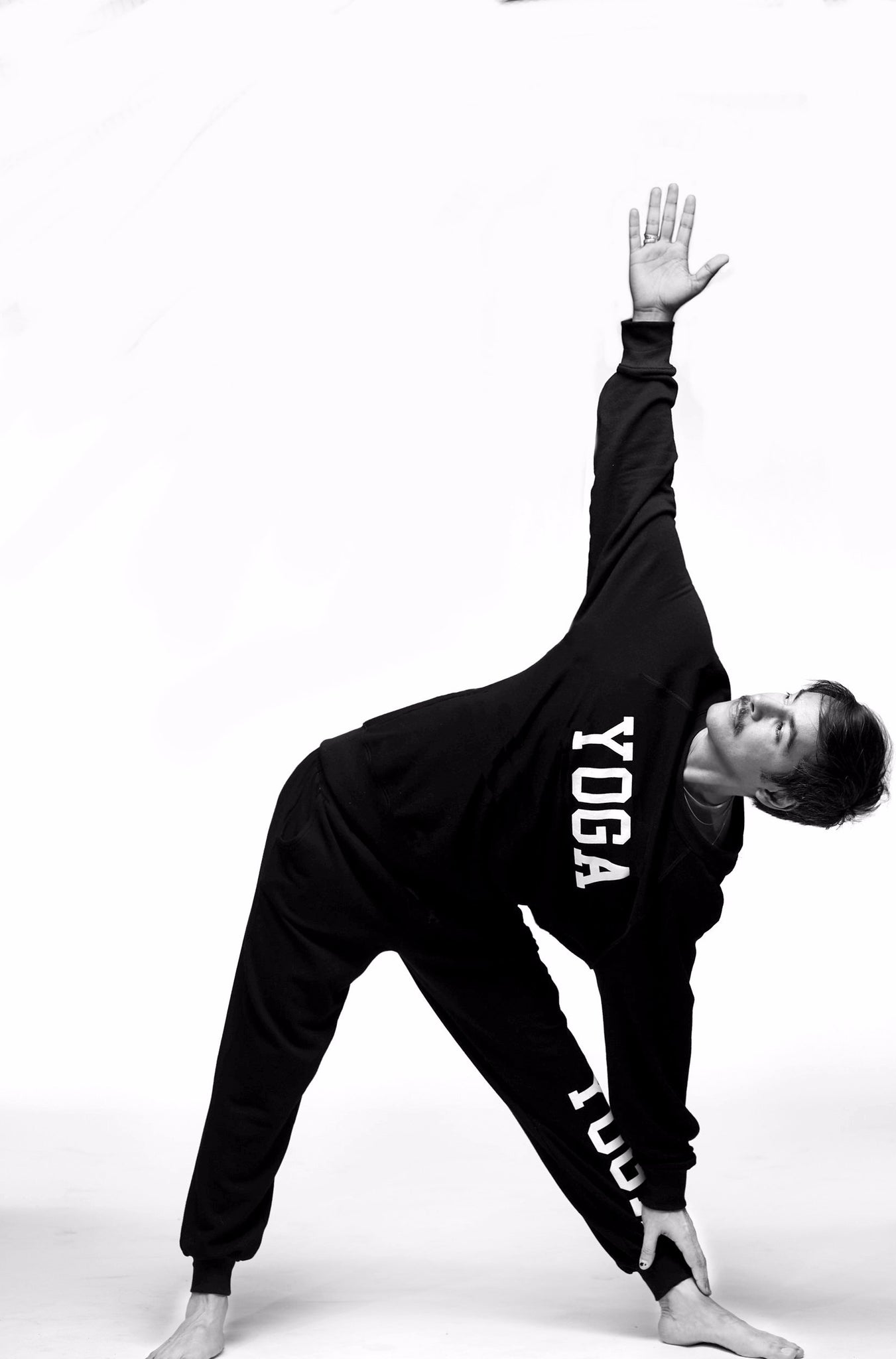 MEN'S YOGA SWEATPANTS WHITE ON BLACK - Haven Collective