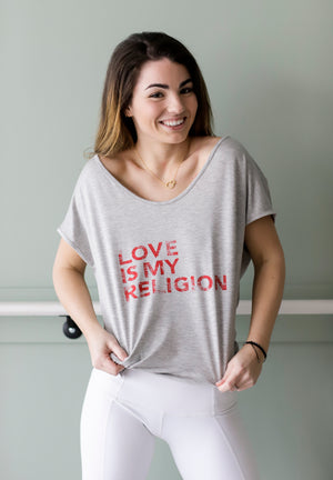 LOVE IS Heather Grey Boxy Tee - Haven Collective