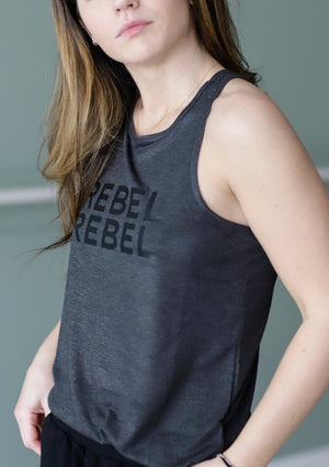 REBEL REBEL Anthracite Racerback Tank - Haven Collective